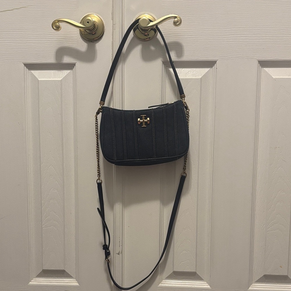 Tory Burch Black Quilted Shoulder & Crossbody Bag with Gold Logo